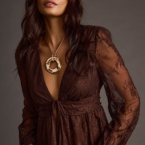 12th Tribe Tops - 12th Tribe Callahan Mocha Lace Blouse Size SS